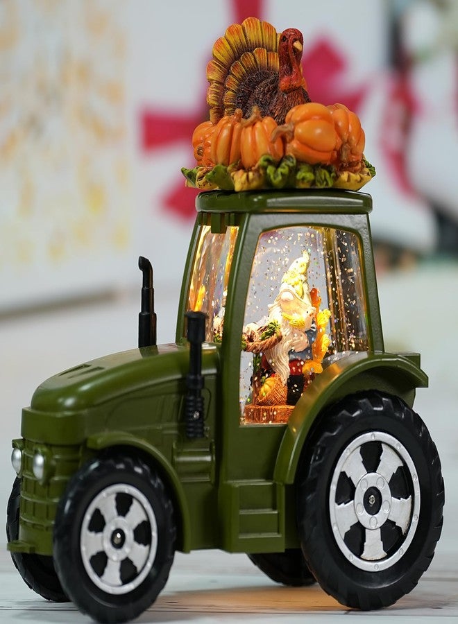 كرات ثلجية مزينة لعيد الشكر، ديكورات خريفية مضيئة على شكل ديك رومي وقزم وقرع، كرات ثلجية لامعة دوارة مع مؤقت، هدايا عيد الشكر على شكل جرار أخضر ليوم الحصاد الخريفي - Image 2